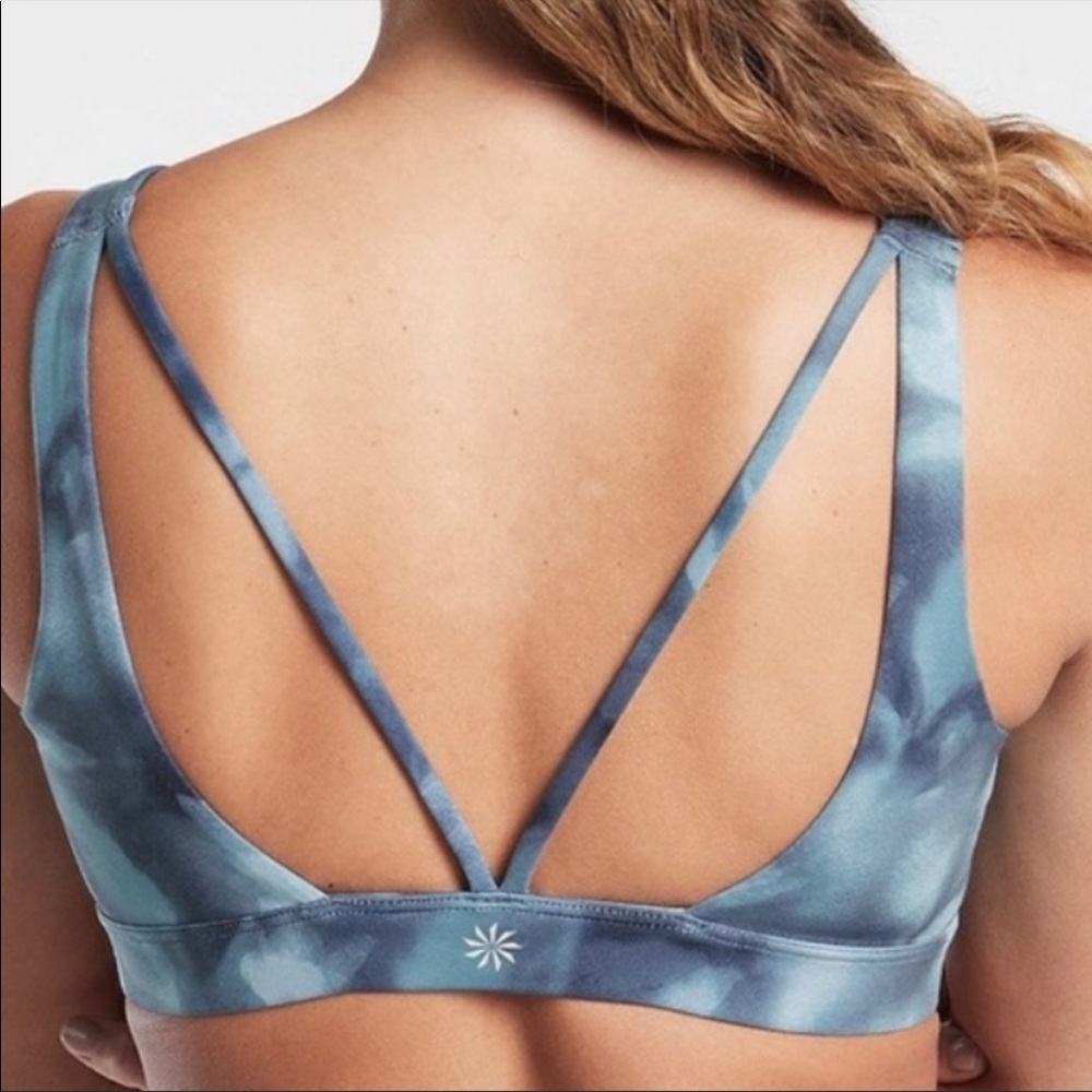 Nwot Athleta Exhale Sports Bra - Serene Riviera Blue View 2